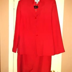 Judith Hart 2 PC Red Suit Skirt and Jacket